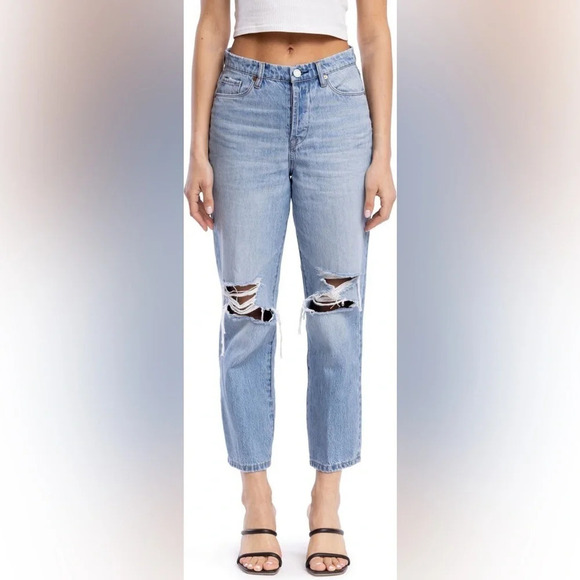 BLANK NYC Ankle Crop Jean Womens 25 Baxter High Rise Ripped Ribcage Straight Leg - Picture 1 of 14